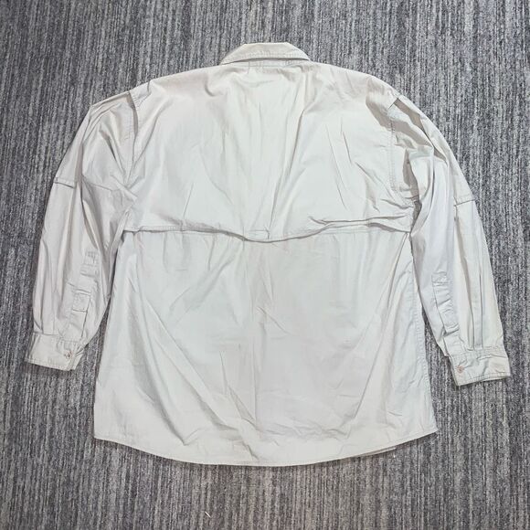 Vintage 90s Bass Men's Size XL Tan Long Sleeve Button Down Shirt Fishing Utility - Picture 5 of 5